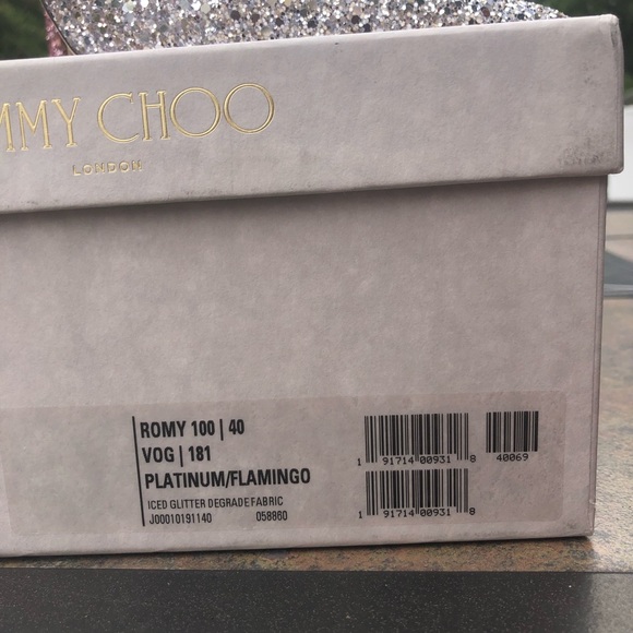 JIMMY CHOO ROMY 100 Platinum Flamingo GlitterPumps - Picture 5 of 8